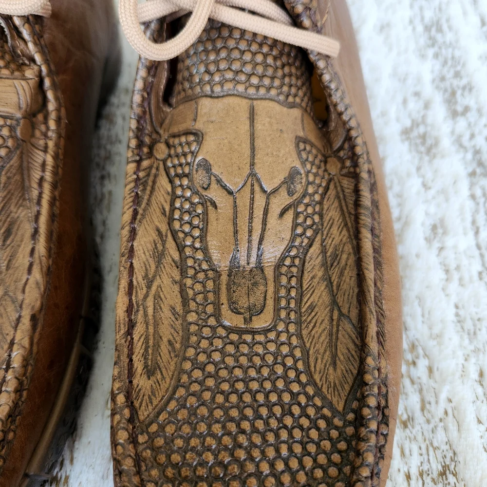 Reywelt Western Chukka Boot Loafer Brown Leather Steer Head | Men's Size 8